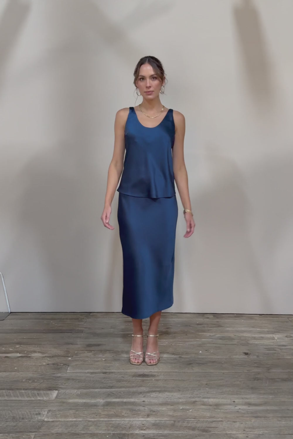 Celeste Satin Camisole - Steelblue