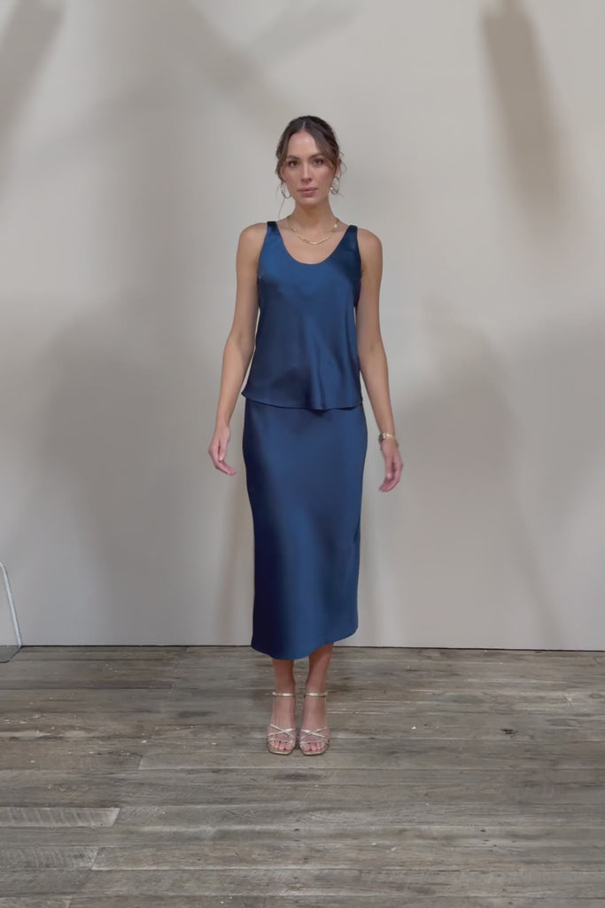 Celeste Satin Camisole - Steelblue