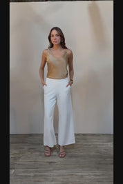 The Wide Leg Ponte Pant - Pearl