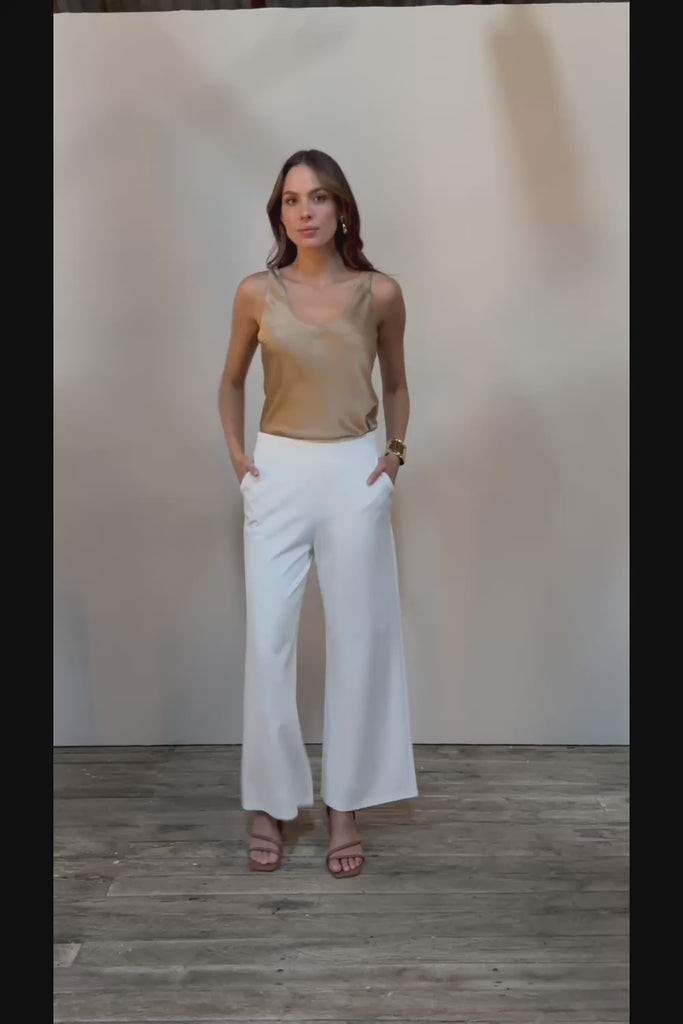 The Wide Leg Ponte Pant - Pearl