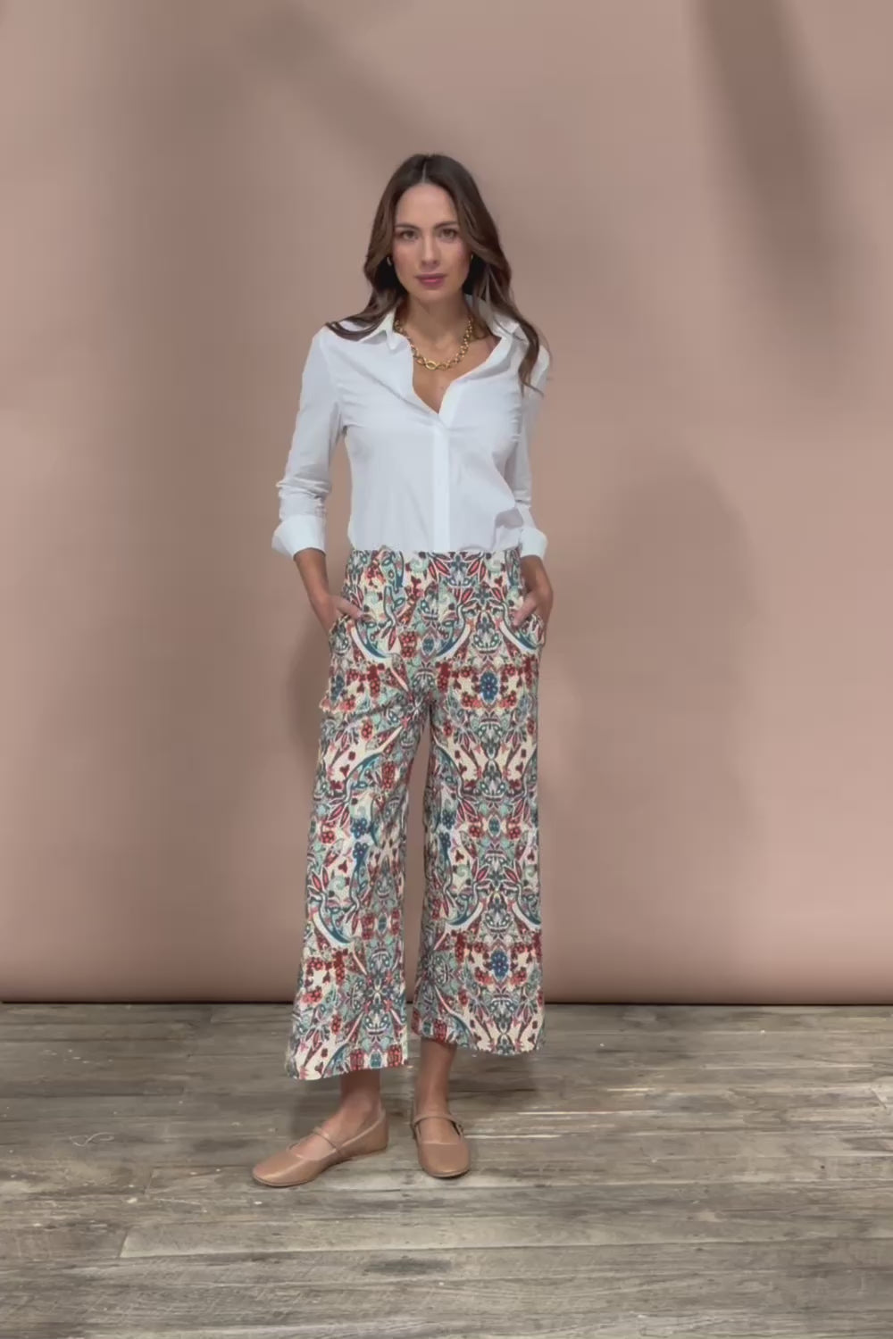 The Printed Wide Leg Culotte - Mirage