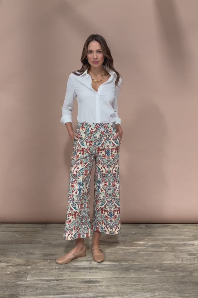 The Printed Wide Leg Culotte - Mirage