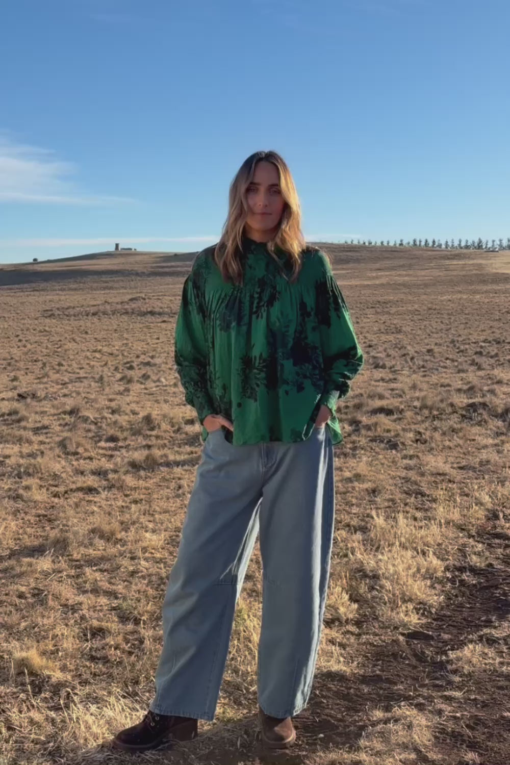 Romance In The Air Blouse - Emerald