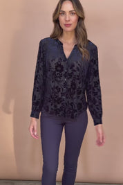 The Soft Burnout Velvet Shirt – Navyblue