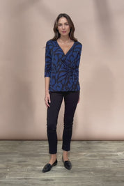 The Printed Side Ring Detail Blouse - Bluevines