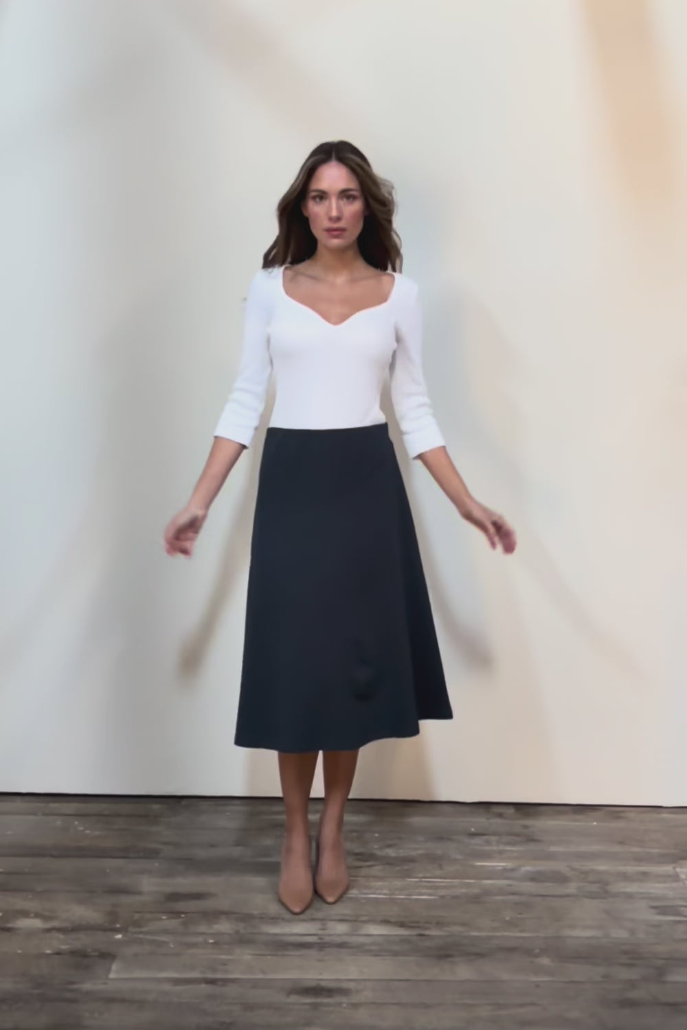 The Ponte Curve Seam Pull On Skirt – Lagoon