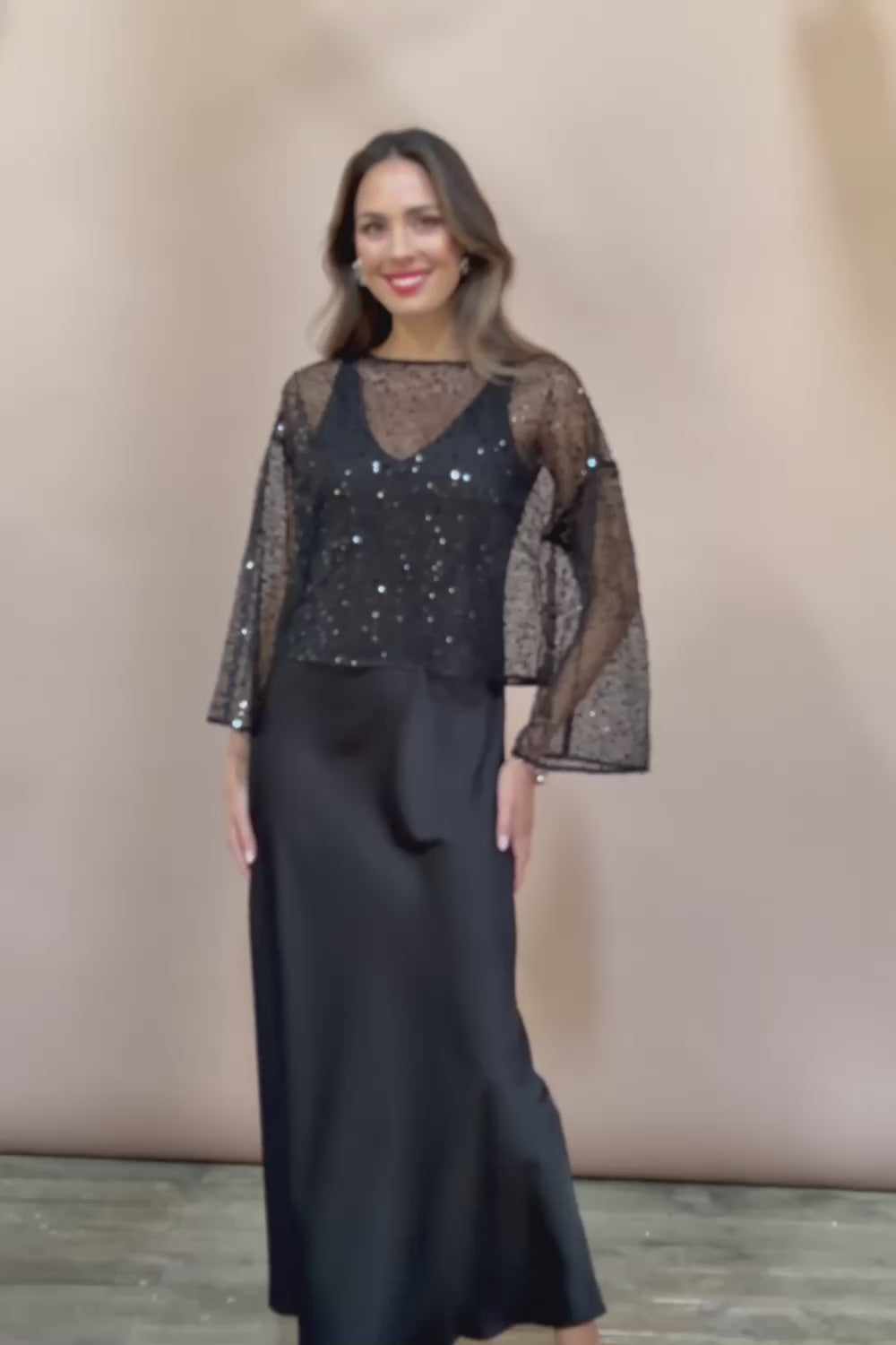 Nina Sequin Top - Black