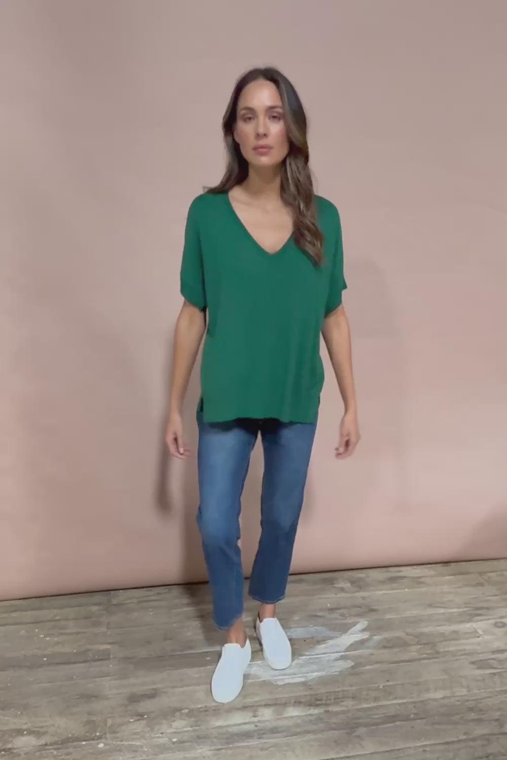The All Season V Neck High Low Tee - Cactus