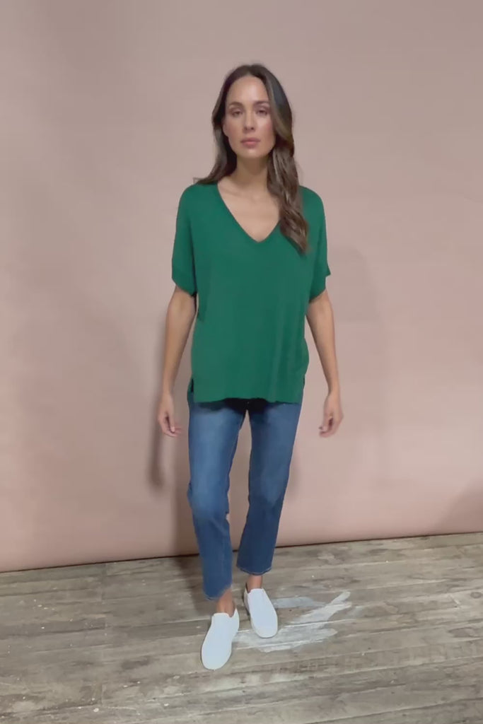 The All Season V Neck High Low Tee - Cactus