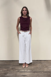 The Linen Blend Tailored Pant - Snow