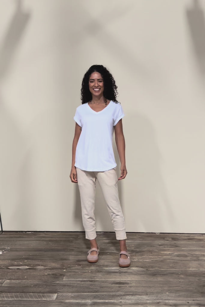 Elements Manly Cotton Vee Tee - White