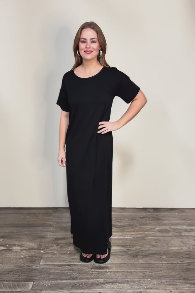 Cotton Jersey T-Shirt Dress – Black