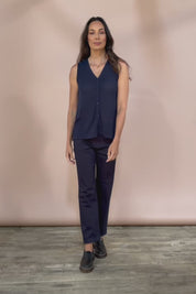 The Every Wear Knit Button Up Vest - Honorblue