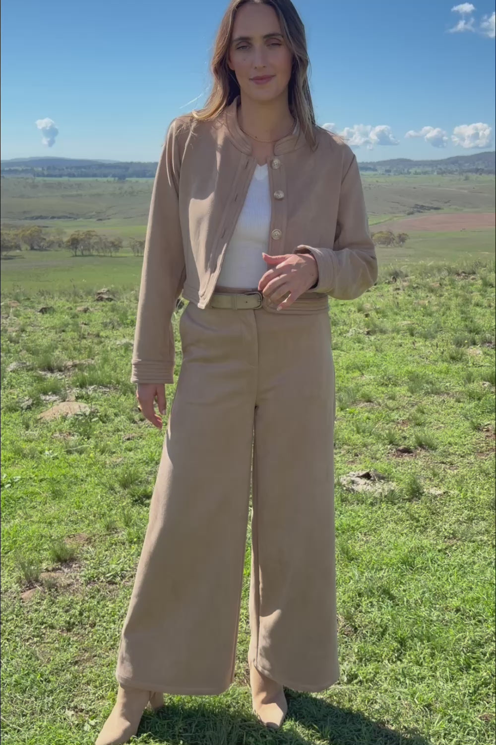 Need You In My Life Cropped Faux Suede Jacket – Sand