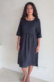 Linen Pocket Dress – Navy