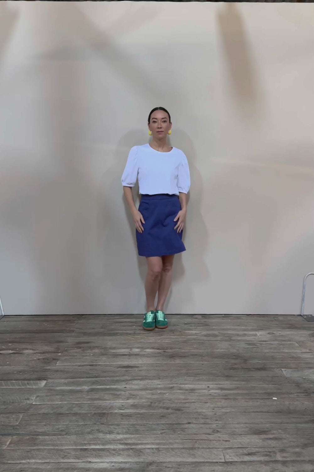 Cotton Stretch Pocket Skirt - Blue
