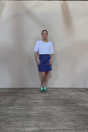 Cotton Stretch Pocket Skirt - Blue