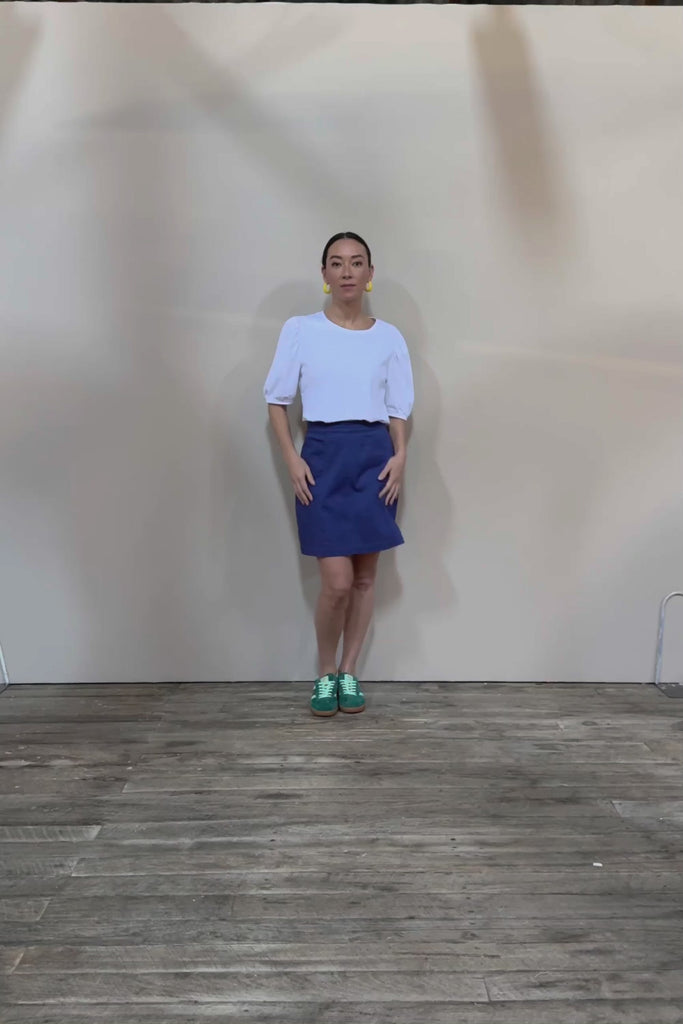 Cotton Stretch Pocket Skirt - Blue