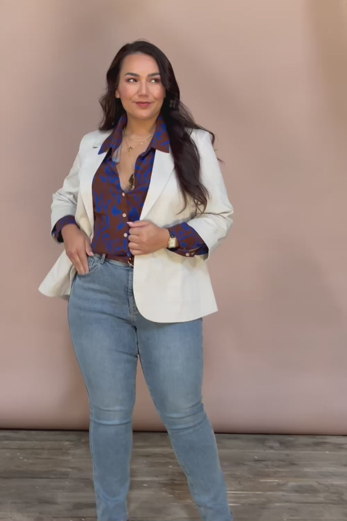 Belle Cotton Comfort Blazer - Stone