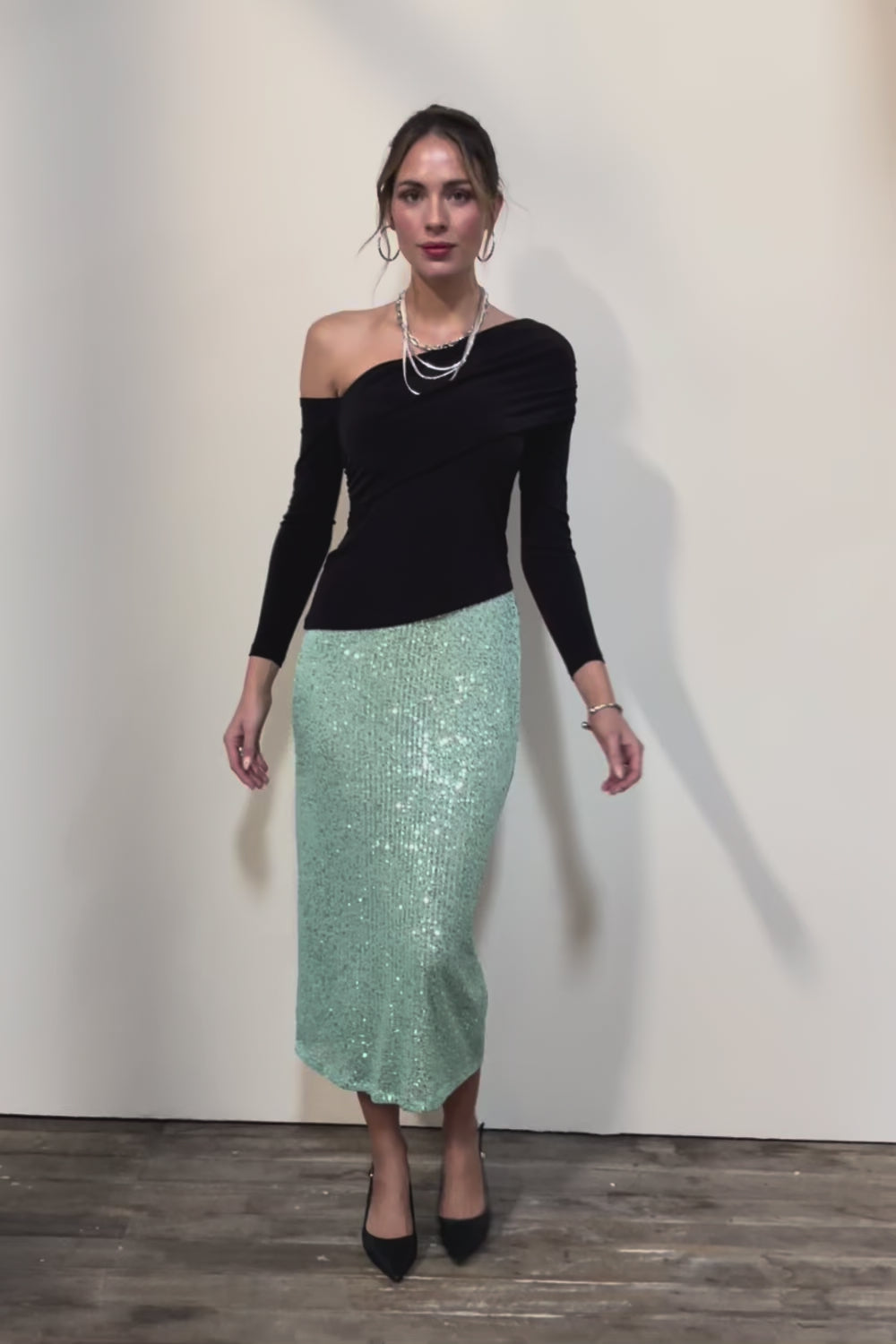 Reegan Sequin Skirt – Mint
