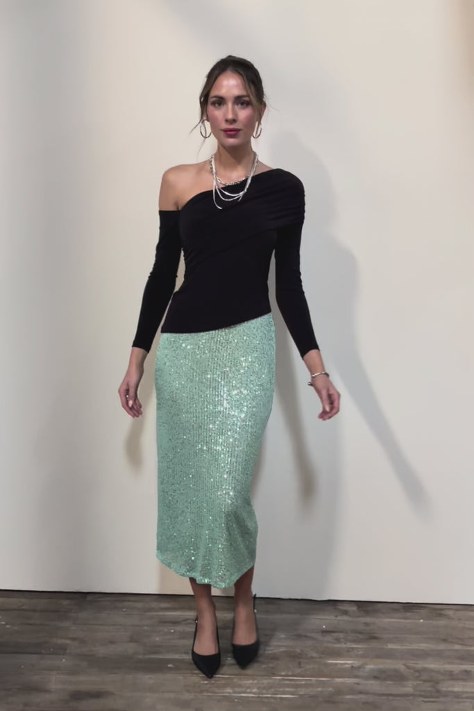 Reegan Sequin Skirt – Mint