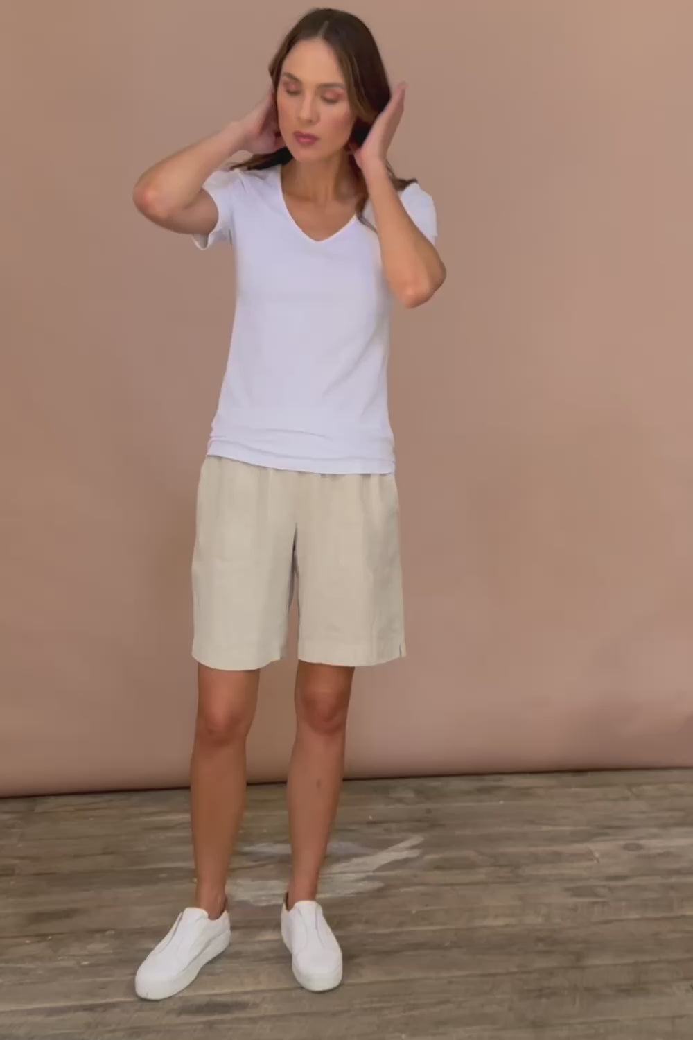 Jersey Waist Linen Short - Natural