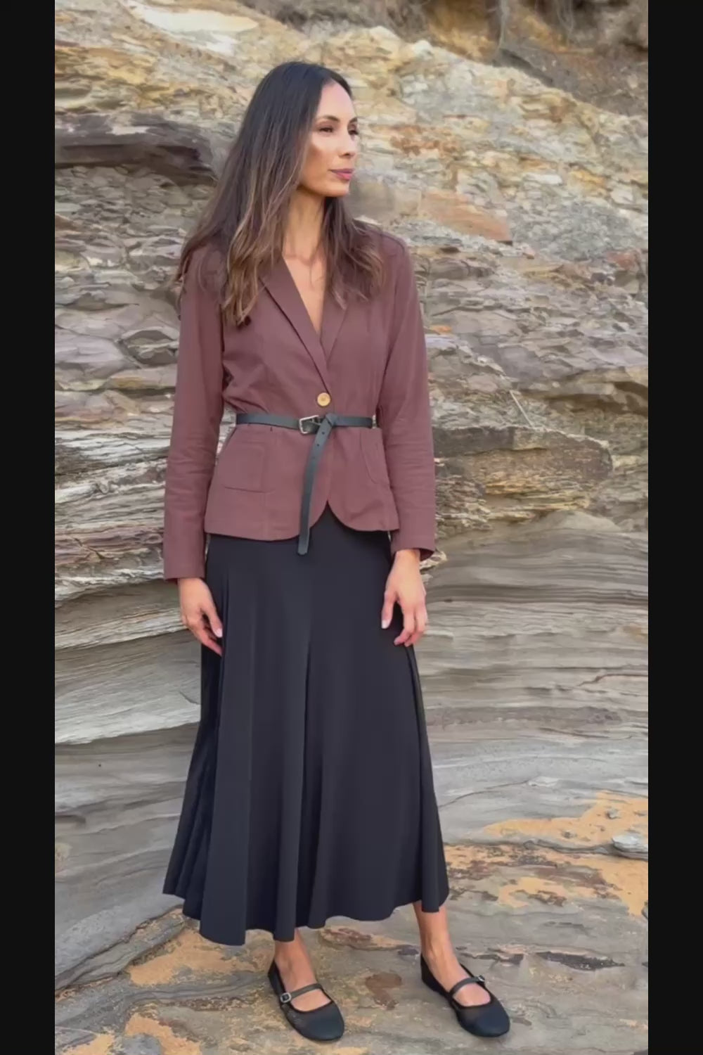 Cotton Linen Blazer - Chocolate