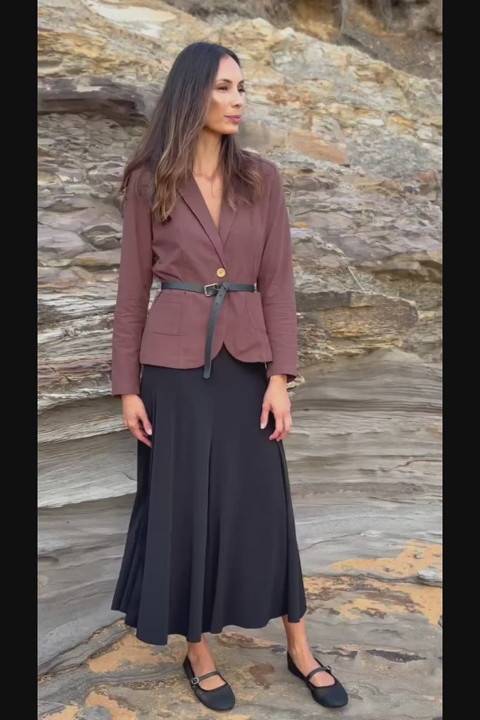 Cotton Linen Blazer - Chocolate
