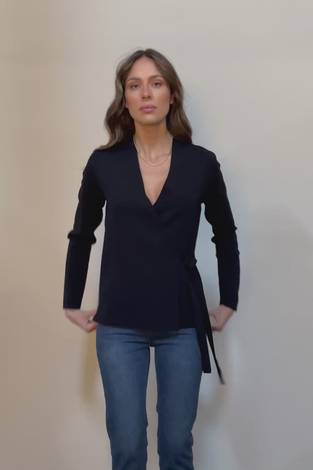 The Milano Knit Wrap Top – Black