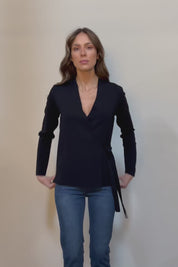 The Milano Knit Wrap Top – Black