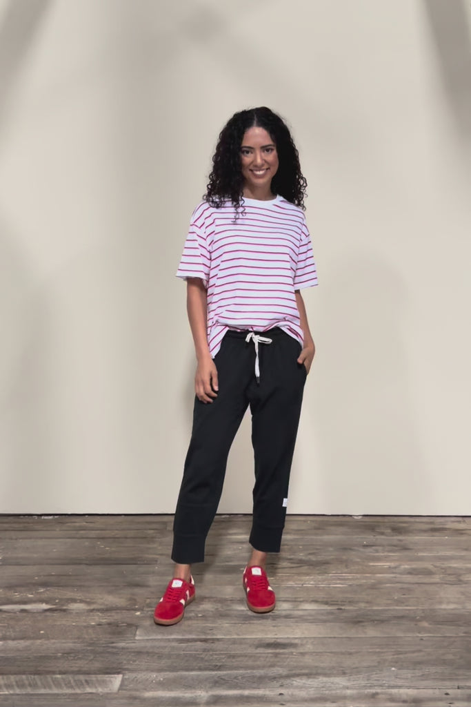 Fundamental Winona Stripe Cotton Tee - Redwhite