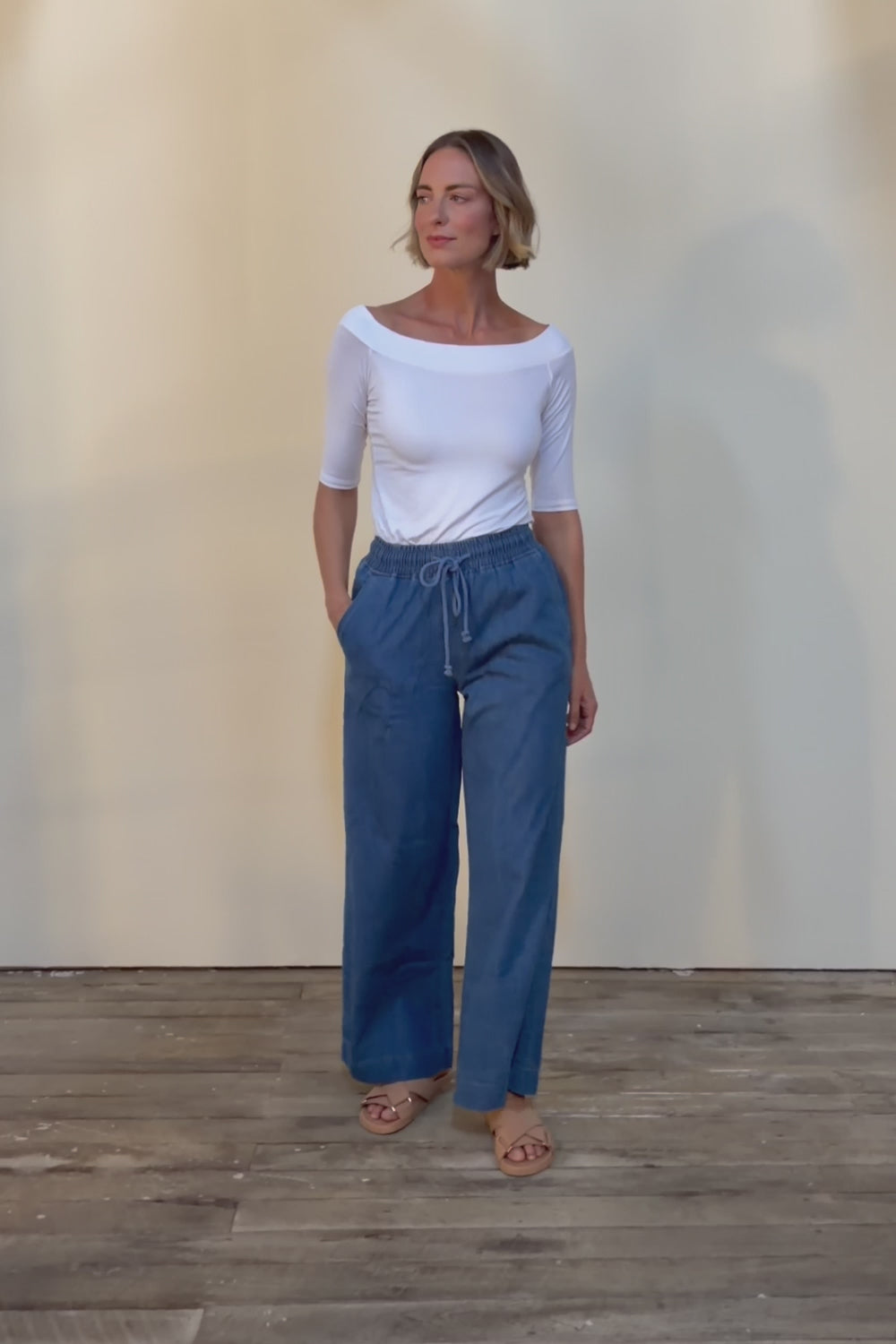 Maya Wide Leg Drawstring Jean - Middenim