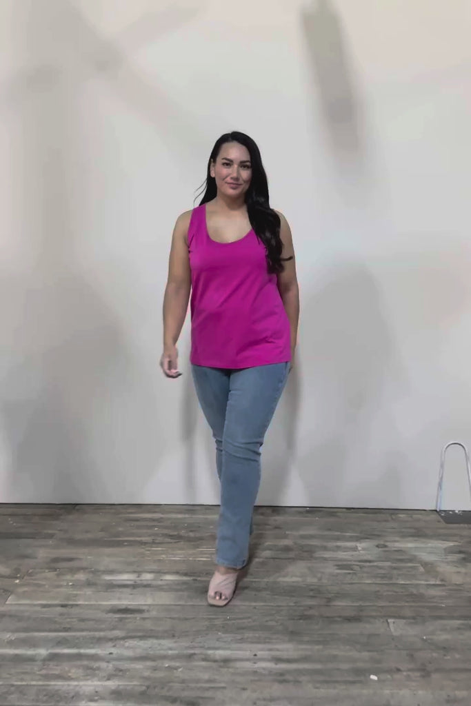 Belle Luxe Cotton Tank - Fuschia