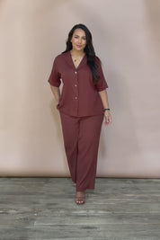 Belle Linen Blend Shacket - Cocoa
