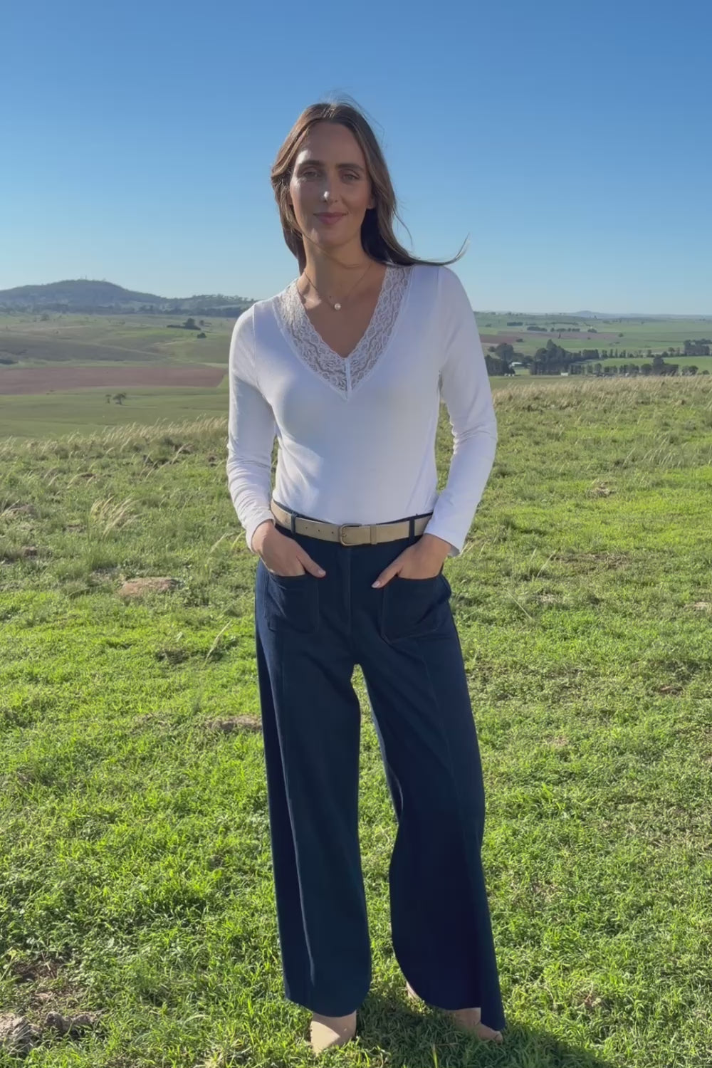 Feeling Lacey Long Sleeve Layering Tee – White