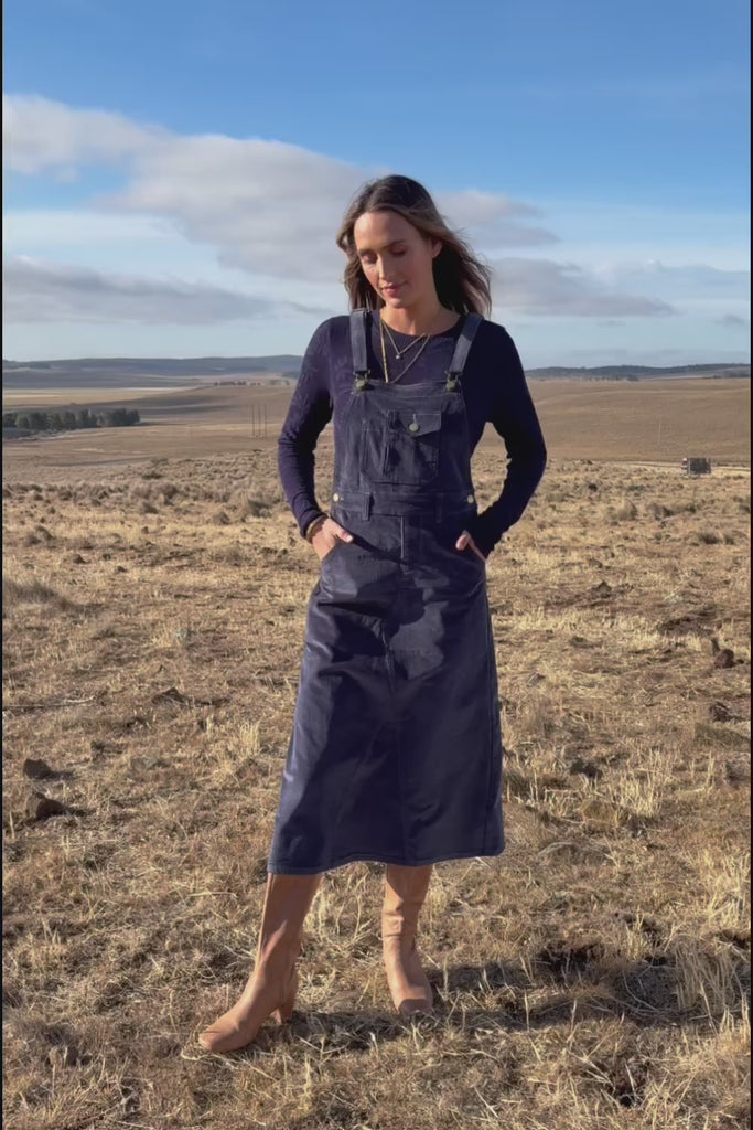Overall Happiness Cord Dress - Frenchnavy