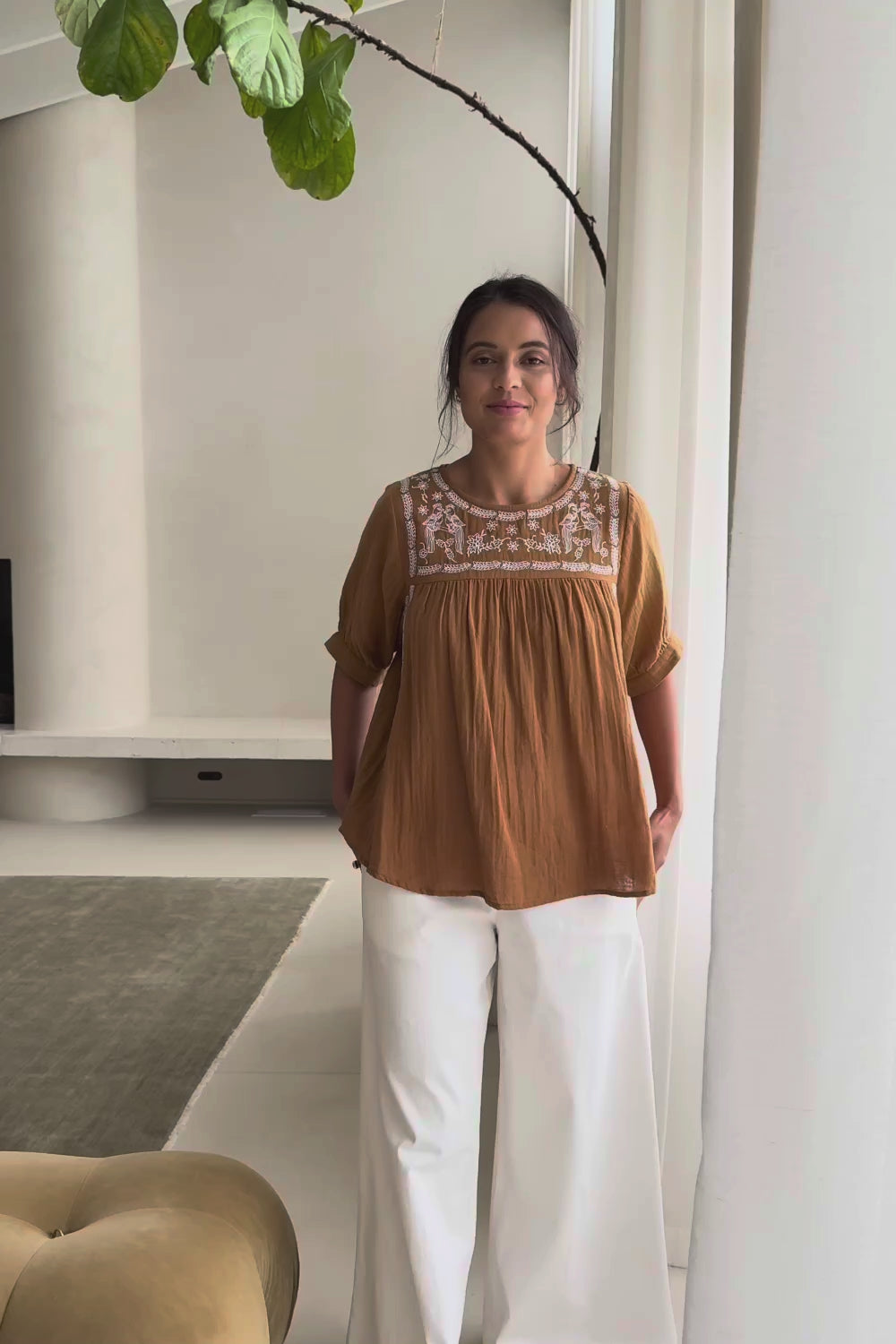 Secret Garden Cotton Blouse - Clay