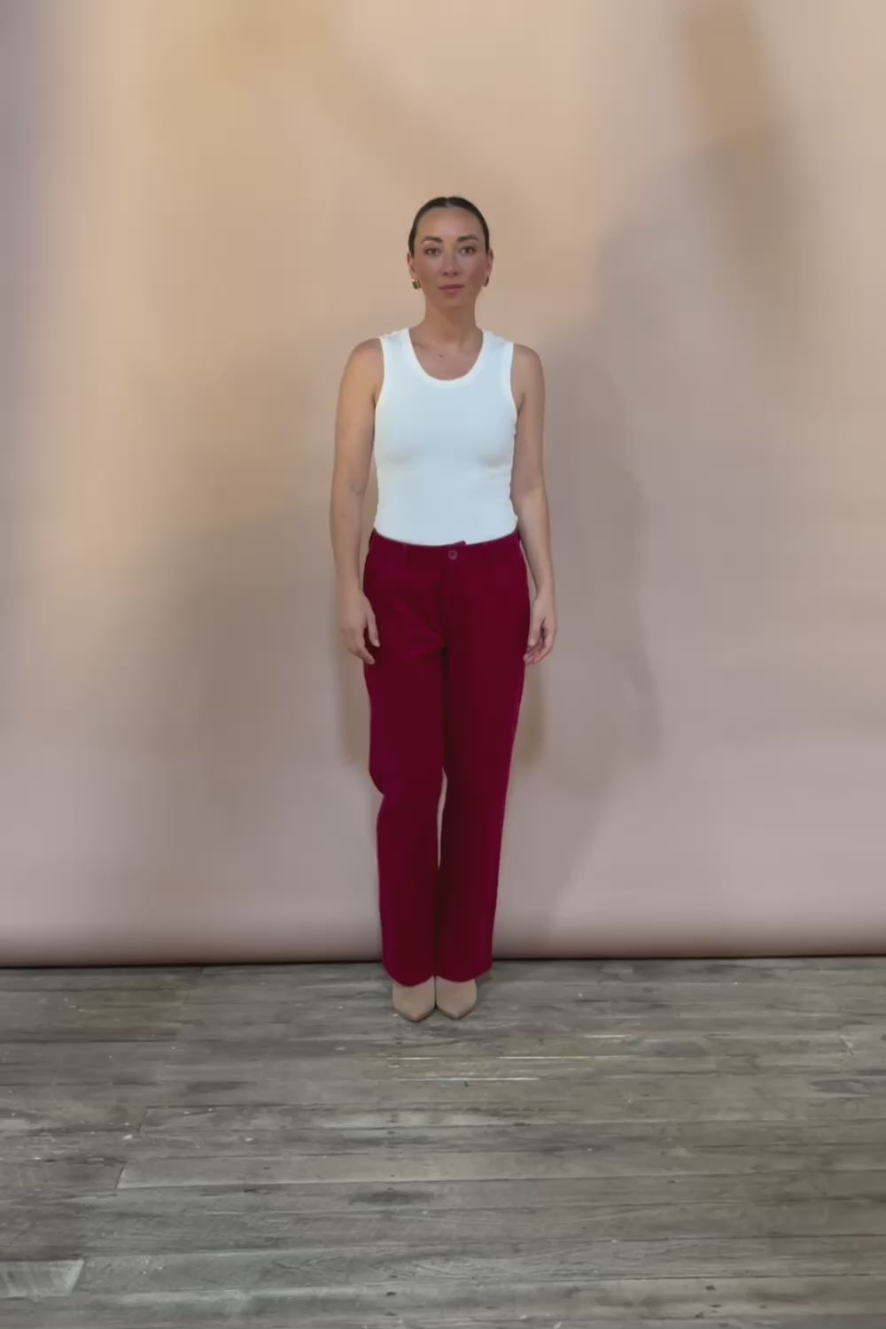 Cotton Blend Corduroy Pant – Wine