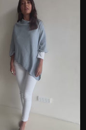 Cotton Cashmere Wool Poncho – Softblue