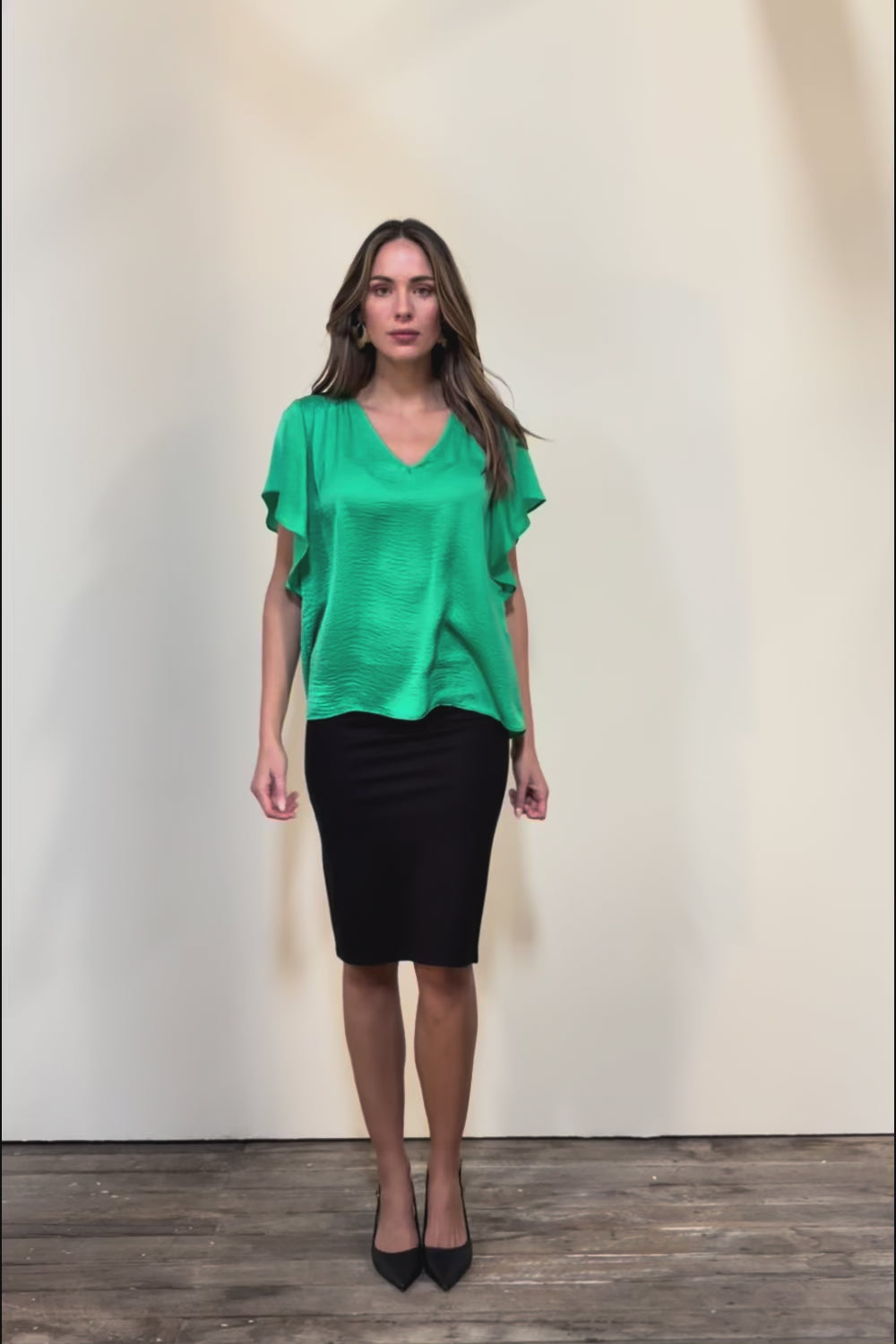 The Shirred Detail Top - Green