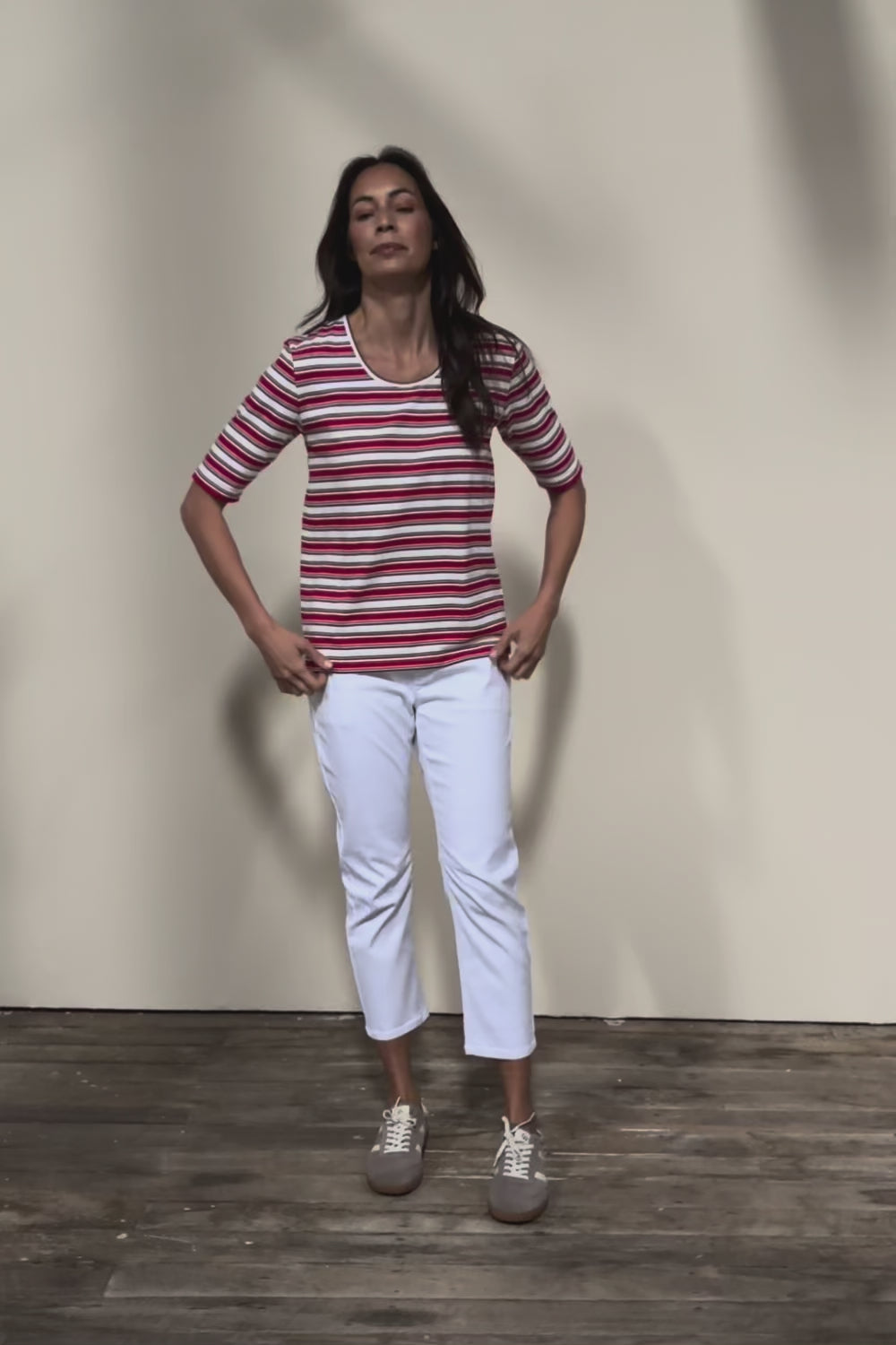 The Classic Cotton Striped Tee – Redwhite