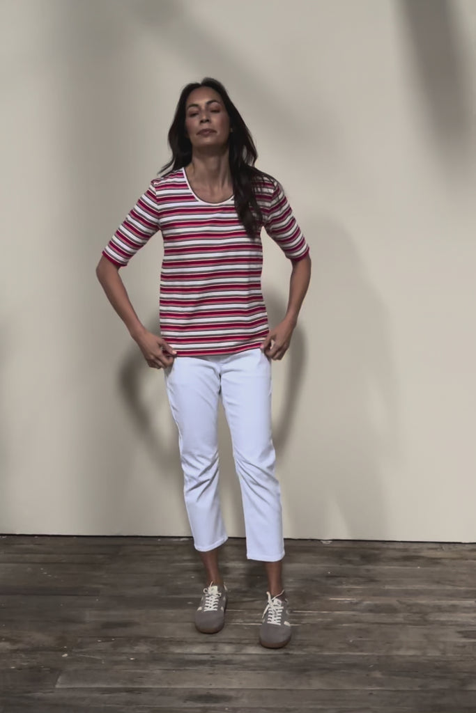 The Classic Cotton Striped Tee – Redwhite