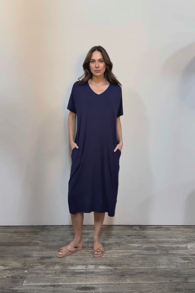 The Pack & Go Luxe Bamboo Pull On Dress with Pockets - Frenchnavy