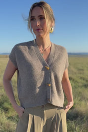 Found My Friend Recycled Knit Sleeveless Cardi - Wood