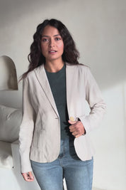 Cotton Linen Blazer - Sand
