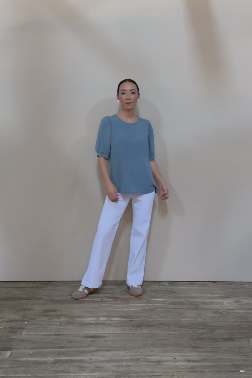 Gathered Sleeve Top - Denim