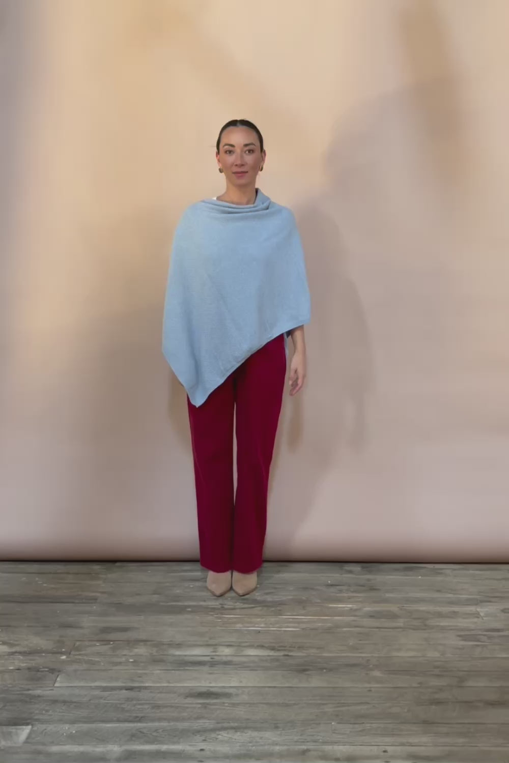Cotton Cashmere Wool Poncho – Softblue
