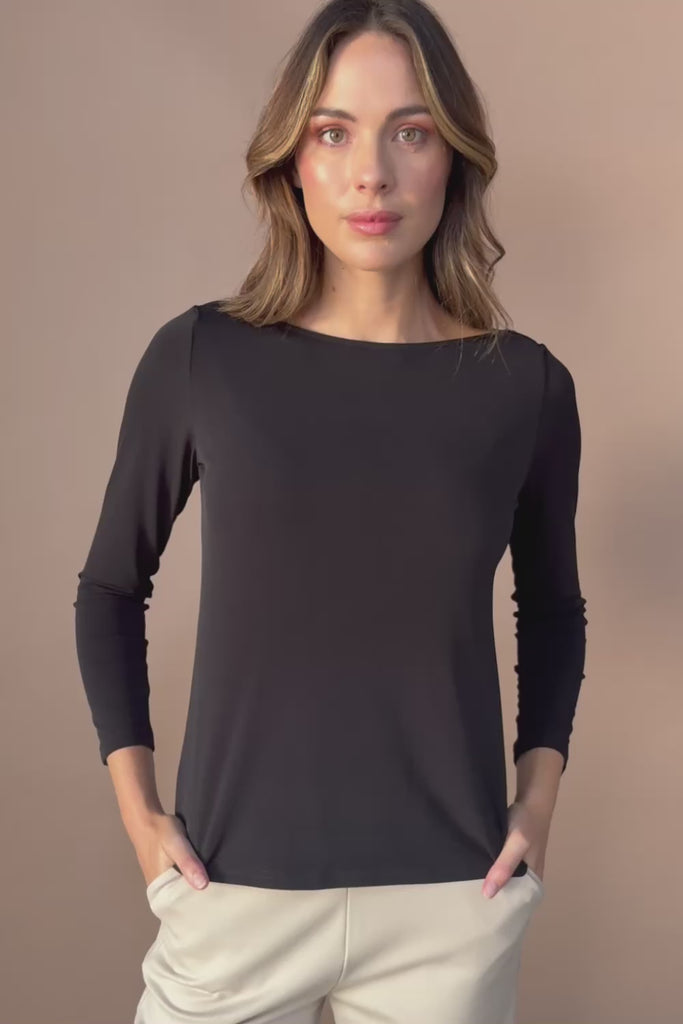 The Boat Neck Top - Black