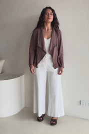 Linen Draped Jacket – Coffee