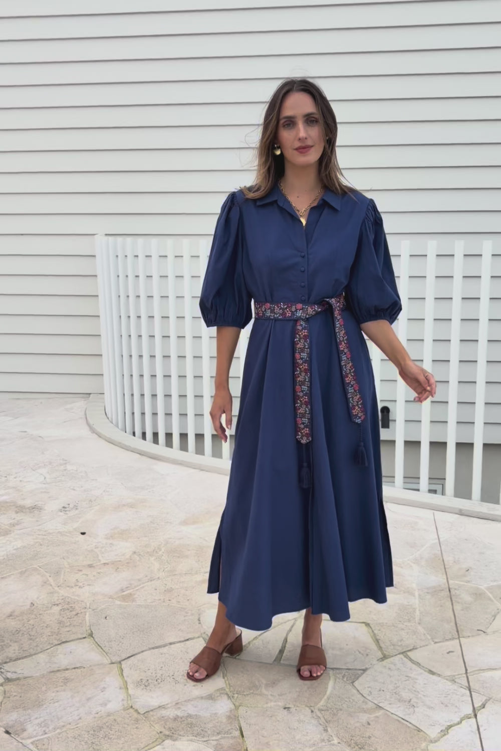 Lunch With The Girls Cotton Poplin Dress – Deepblue